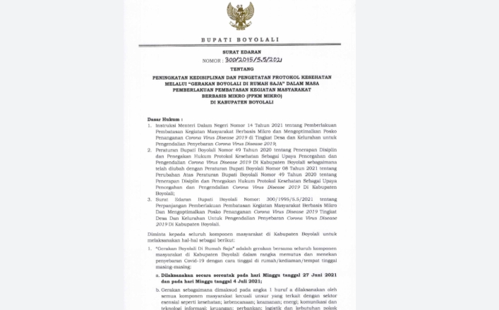 Gerakan Boyolali Di Rumah Saja